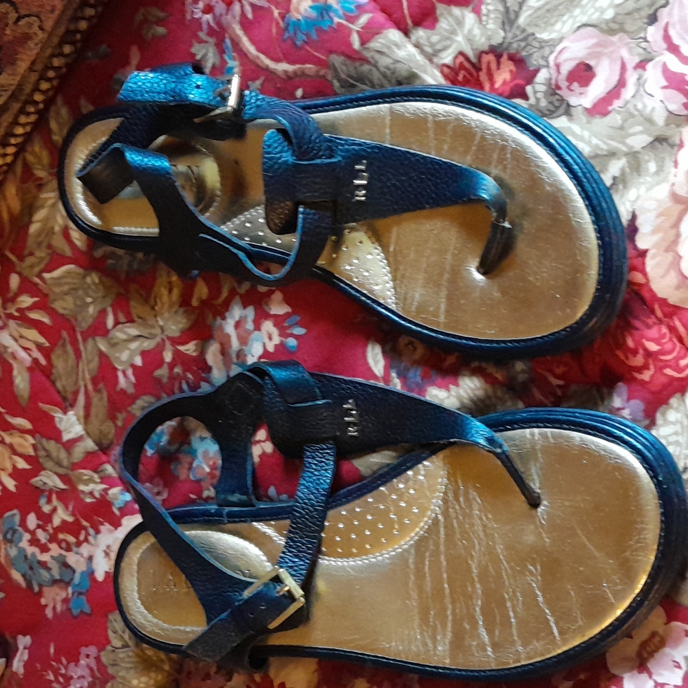 🌺RALPH LAUREN BLACK LEATHER Sandals